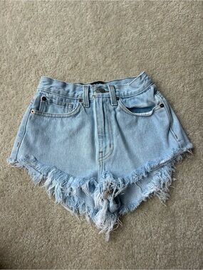 BDG Light Blue Frayed Hem Denim Shorts